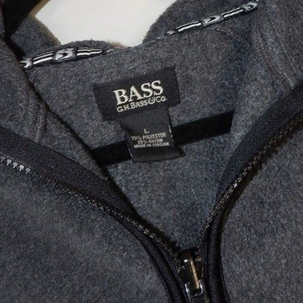 GH Bass Fleece Vest Mens Large Gray Full Zip Mock Neck Outdoor Pockets